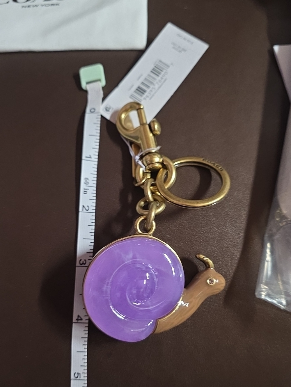 COACH Snail Keychain Charm with Gold Hardware Fatty Nwt